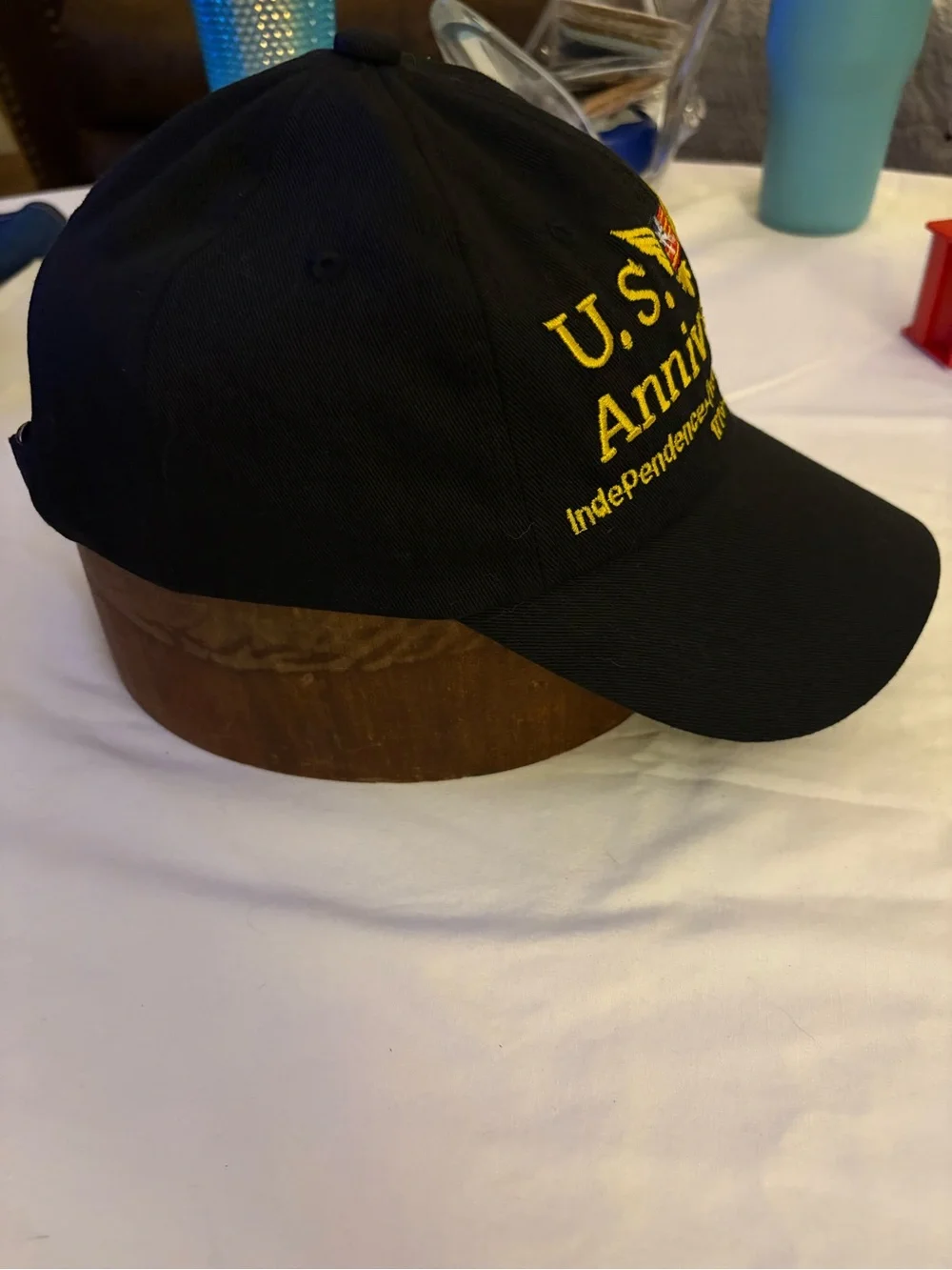 U.S. 250th Anniversary Embroidered Baseball Cap - Black with Gold Stitching